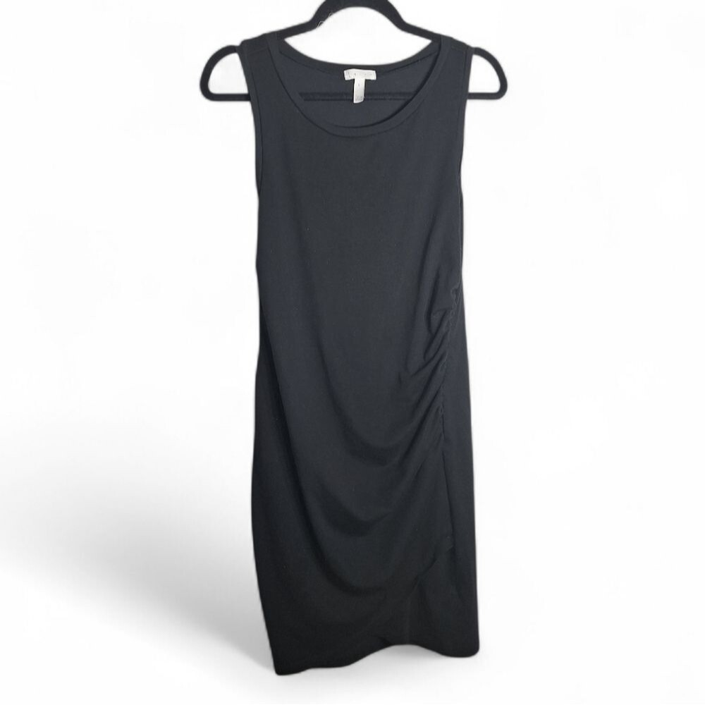 Leith Black Sleeveless Dress Midi Pullover Ruched Large Womens
